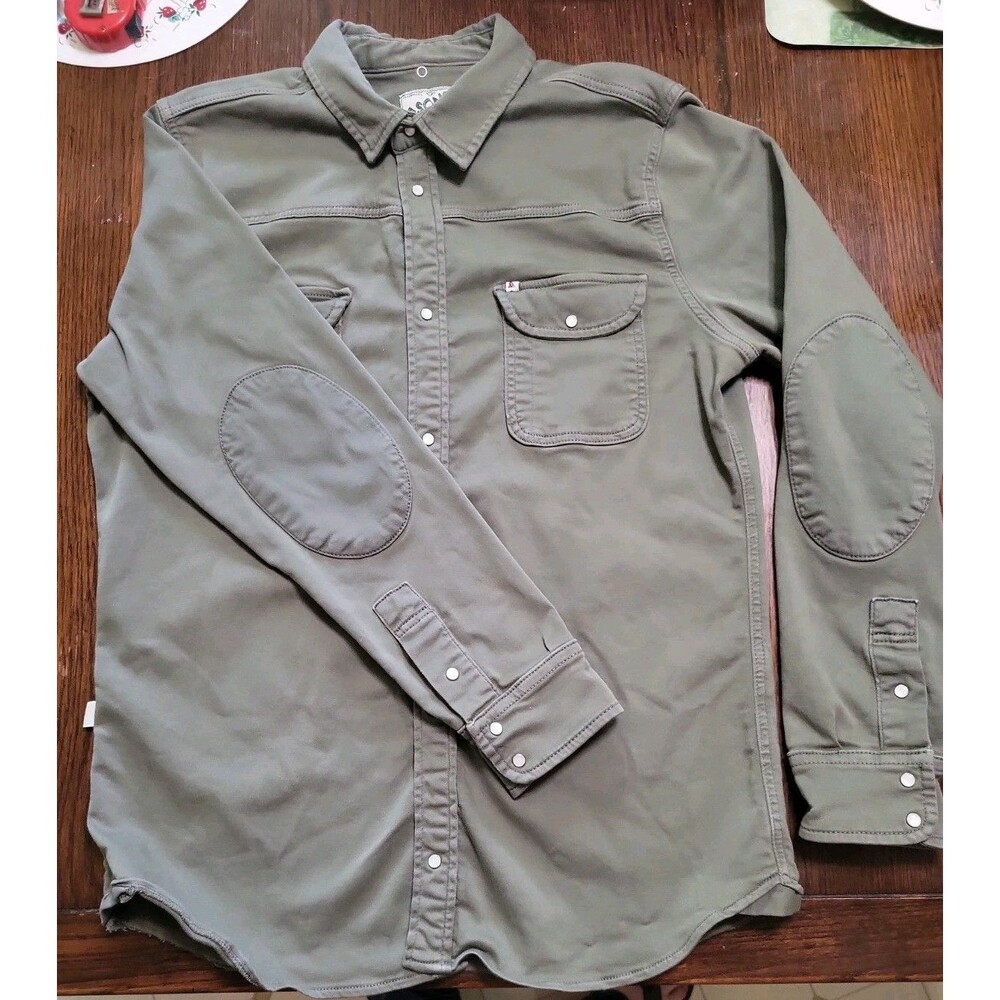 &SONS Sunday Shirt Army Green Men's XL Heritage Workwear Utility Snap Overshirt - Picture 3 of 16